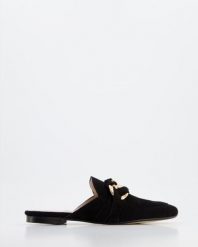 ZAMSZOWE KLAPKI DARCY CAMO NERO. Zielone klapki Venezia, bez wzorów, ze skóry, bez obcasa, bez zapięcia. Za 269.00 zł.