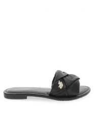 U.S. Polo Assn. Klapki Linda LINDA003 LTH Czarny. Czarne klapki U.S. Polo Assn., bez wzorów, ze skóry, bez obcasa, bez zapięcia. Za 229.99 zł.