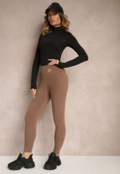 Brązowe Legginsy High Waist Ozdobione Aplikacją Sevirra. Brązowe legginsy Renee, z aplikacjami, z jeansu, biznesowe, długie. W wyprzedaży za 23.99 zł.