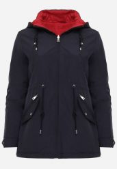 Granatowo-Czerwona Przejściowa Kurtka Dwustronna o Kroju Parki z Pikowaniem Wewnątrz Zidelle. Niebieskie kurtki Born2be, l, bez wzorów, z jeansu, sportowe, z kapturem. Za 109.99 zł.