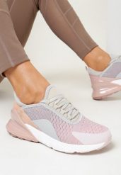 Różowo-Szare Buty Sportowe na Płaskiej Podeszwie z Wiązaniem Tarla. Czerwone buty sportowe lifestyle Born2be, bez wzorów, z dresówki, przed kostkę, bez zapięcia. W wyprzedaży za 95.99 zł.