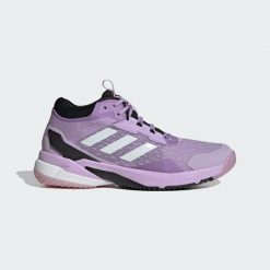 Buty halowe Crazyflight 6 Mid. Białe buty treningowe adidas, bez wzorów, z gumy, bez zapięcia, do siatkówki. Za 626.70 zł.