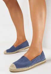 Niebieskie Espadryle Płaskie z Plecionymi Wstawkami Xenisa. Niebieskie espadryle Born2be, bez wzorów, bez obcasa, na płaskiej podeszwie. Za 109.99 zł.