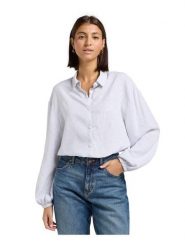 DAMSKA KOSZULA LEE BLOUSE WITH TIE FRONT CONCRETE PINSTRIPE 112363504. Koszule Lee, s, bez wzorów, bez kołnierzyka, bez ramiączek. Za 169.99 zł.