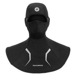 Czapka z kominem 2 w 1 podszewka polarowa. Czarne czapki zimowe ROCKBROS, bez wzorów, z materiału. Za 98.00 zł.