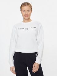 Tommy Hilfiger Bluza Logo WW0WW39791 Biały Regular Fit. Białe bluzy Tommy Hilfiger, xl, bez wzorów, z syntetyku, bez kaptura. Za 379.00 zł.