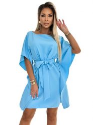 Numoco Sukienka w kolorze błękitnym rozmiar: S/M. Niebieskie sukienki NUMOCO, m, bez wzorów, z tkaniny, bez kołnierzyka, bez ramiączek, mini. Za 203.95 zł.