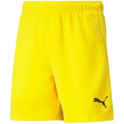 Spodenki piłkarskie dla dzieci Puma teamRISE Short Jr. Żółte szorty Puma, bez wzorów, sportowe. Za 86.66 zł.
