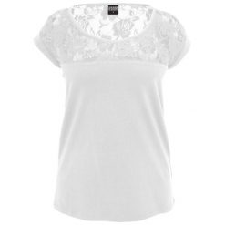 Koszulka damska Urban Classic top lace. Białe topy Urban Classics, bez wzorów, z koronki, bez kołnierzyka, bez ramiączek. Za 102.00 zł.