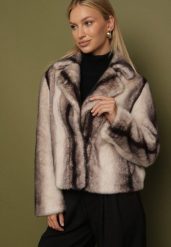 Beżowa Jednorzędowa Kurtka Futerko o Krótkim Kroju Lonella. Brązowe kurtki Born2be, l, bez wzorów, z futra, eleganckie, bez kaptura. Za 259.99 zł.