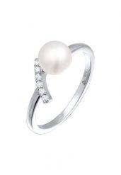 Nenalina Damski elegancki pierścionek z perłą hodowlaną słodkowodną i cyrkoniami ze srebra próby 925 Sterling Silver Pierścionki 1 ct. Szare pierścionki Nenalina, z cyrkonią, srebrne. Za 208.99 zł.