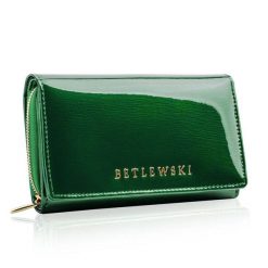 Portfel damski BETLEWSKI ZBPD-BS-513 zielony. Zielone portfele Betlewski, bez wzorów, ze skóry. Za 139.99 zł.