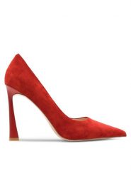 Eva Minge Szpilki SUZANNE-01 Czerwony. Czerwone szpilki Eva Minge, bez wzorów, ze skóry, bez obcasa, na szpilce, bez zapięcia. Za 349.99 zł.