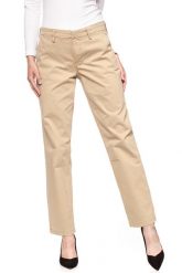 SPODNIE LEE DAMSKIE CHINO RELAXED L31MGK65. Brązowe chinosy Lee, z aplikacjami, z materiału. W wyprzedaży za 89.99 zł.