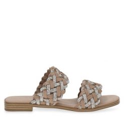 Klapki Caprice. Brązowe klapki Caprice, bez wzorów, bez obcasa, bez zapięcia. Za 229.99 zł.
