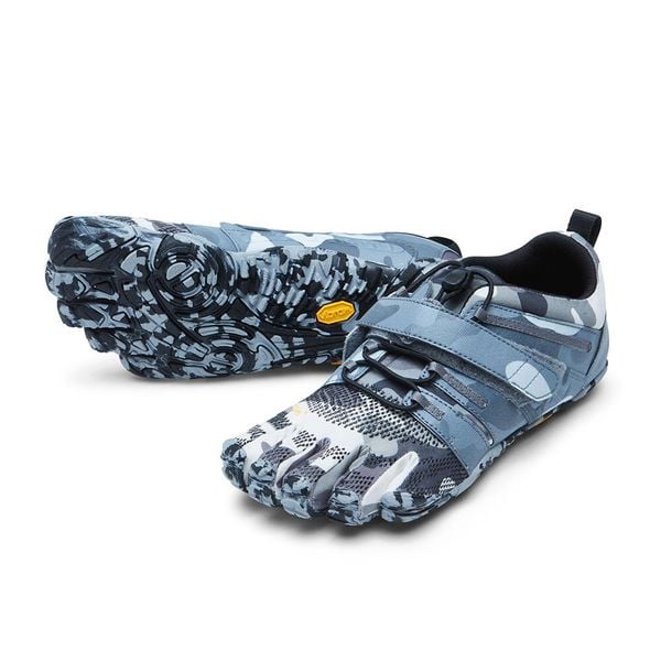 Buty treningowe damskie Vibram Fivefingers V-Train 2.0. Niebieskie buty treningowe VIBRAM, bez wzorów, bez zapięcia, trekkingowe, vibram fivefingers. W wyprzedaży za 495.80 zł.