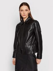 KARL LAGERFELD Kurtka z imitacji skóry Fringe 220W1405 Czarny Regular Fit. Czarne kurtki KARL LAGERFELD, bez wzorów, ze skóry, bez kaptura. Za 1,049.00 zł.