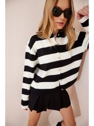 Happiness Istanbul Kardigan w kolorze czarno-kremowym rozmiar: onesize. Brązowe swetry Happiness Istanbul, bez wzorów, bez ramiączek. Za 78.99 zł.