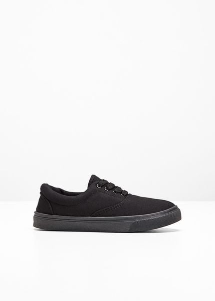 Sneakersy z bawełnianego płótna. Czarne buty sportowe lifestyle bonprix, bez wzorów, z bawełny, sportowe, bez zapięcia. Za 67.99 zł.