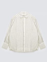 Lniana koszula damska w prążek biała Lamena 100. Białe koszule BIG STAR, l, bez wzorów, z tkaniny, biznesowe, bez kołnierzyka, bez ramiączek. Za 249.99 zł.