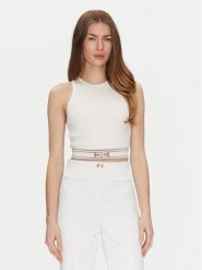 Elisabetta Franchi Top TK-39S-51E2 Biały Slim Fit. Białe topy Elisabetta Franchi, s, bez wzorów, z wiskozy, bez kołnierzyka, bez ramiączek. Za 949.99 zł.