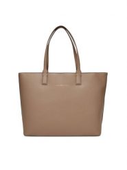 Tommy Hilfiger Torebka Th Logotape Tote AW0AW17449 Beżowy. Brązowe shopper bag Tommy Hilfiger, bez wzorów, ze skóry, bez dodatków. Za 649.99 zł.
