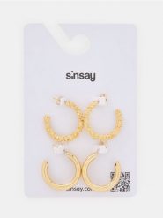 Kolczyki kółka 2 pack - złoty. Żółte kolczyki Sinsay, złote. Za 9.99 zł.