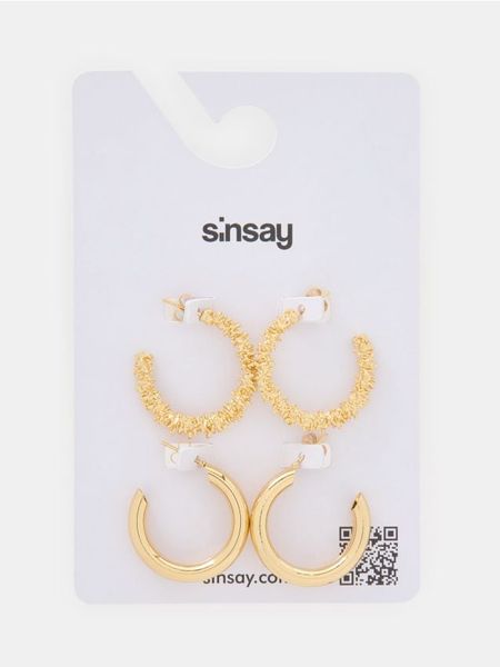 Kolczyki kółka 2 pack - złoty. Żółte kolczyki Sinsay, złote. Za 9.99 zł.
