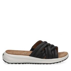 Klapki Caprice. Niebieskie klapki Caprice, bez wzorów, bez obcasa, bez zapięcia. Za 299.99 zł.