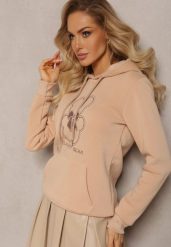 Beżowa Bluza Kangurka ze Ściągaczami z Nadrukiem i Polarem Simunsa. Brązowe bluzy Renee, xl, bez wzorów, z polaru, bez kaptura. W wyprzedaży za 71.99 zł.
