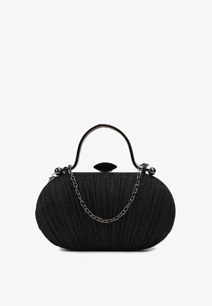 Czarna Brokatowa Torebka Kopertówka z Rączką Mekavia. Czarne torebki klasyczne Born2be, bez wzorów, z tkaniny, klasyczne, na ramię, bez dodatków. Za 74.99 zł.