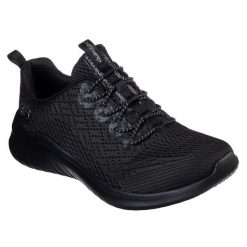 Buty sportowe damskie, Ultra Flex 2.0 - Lite-Groove. Czarne buty treningowe Skechers, bez wzorów, z materiału, przed kostkę, bez zapięcia, na fitness i siłownię. Za 229.99 zł.
