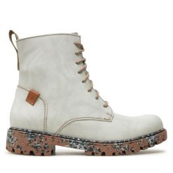 Trapery Josef Seibel. Białe traperki Josef Seibel, bez wzorów, bez obcasa, bez zapięcia. Za 569.99 zł.