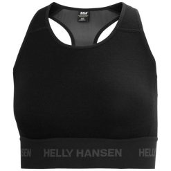 Damski biustonosz wełniany Helly Hansen Dura. Czarne biustonosze sportowe Helly Hansen, bez wzorów, z wełny. Za 309.50 zł.