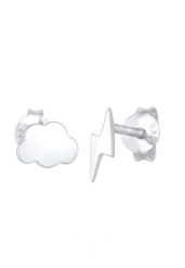 Elli Damskie Kolczyki sztyfty Chmura Błyskawica Astro Look Trend Blogger w pozłacanym srebrze 925 Sterling Silver 1 ct. Szare kolczyki Elli, pozłacane. Za 203.99 zł.