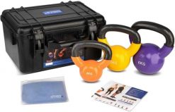 Kettlebell Fitness - Zestaw 3 szt. 2, 4, 6 kg z torbą. Fioletowe torby sportowe VFITNESS, bez wzorów. Za 339.99 zł.
