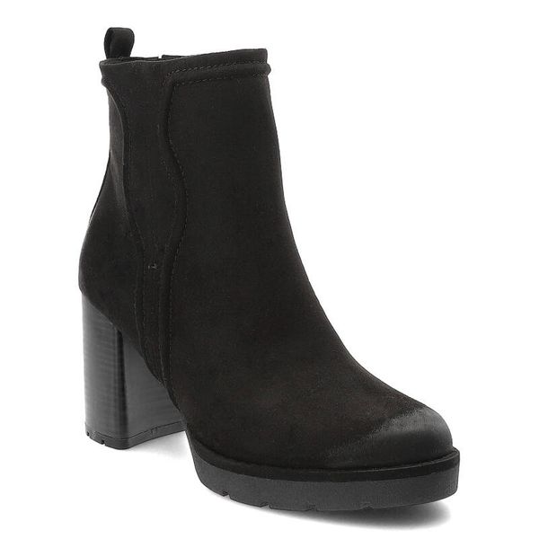 Czarne Botki Marco Tozzi Modne Obuwie Damskie. Czarne botki Marco Tozzi, bez wzorów, z jeansu, eleganckie, bez obcasa, na obcasie, bez zapięcia. Za 259.00 zł.