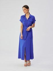 Stylove Sukienka w kolorze niebieskim rozmiar: XL. Niebieskie sukienki Stylove, na co dzień, xl, bez wzorów, z tkaniny, bez kołnierzyka, bez ramiączek, maxi, proste. Za 300.21 zł.