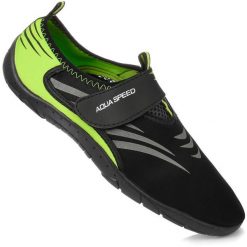 Buty do wody pływania na plażę zielone AQUA SPEED. Czarne buty treningowe Aqua-Speed, bez wzorów, bez zapięcia, do pływania. Za 43.99 zł.