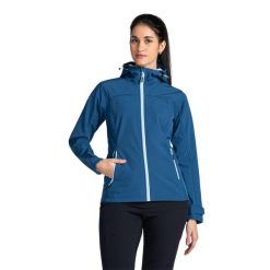 Damska kurtka softshell Kilpi RAVIA-W. Niebieskie kurtki przejściowe sportowe Kilpi, na jesień, bez wzorów, z materiału, bez kaptura, trekkingowe. Za 370.41 zł.