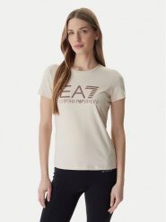 EA7 Emporio Armani T-Shirt 7W000993 AF18401 Beżowy Regular Fit. Brązowe t-shirty EA7 Emporio Armani, m, bez wzorów, z bawełny, bez kołnierzyka, bez ramiączek. Za 299.99 zł.