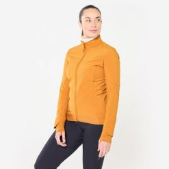 Kurtka zimowa rowerowa MTB damska Rockrider. Brązowe kurtki ROCKRIDER, na zimę, m, bez wzorów, z materiału, sportowe, bez kaptura. Za 299.99 zł.