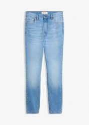 Jeansy skinny, high waist, cropped. Niebieskie jeansy bonprix, bez wzorów, z jeansu, z podwyższonym stanem. Za 99.99 zł.