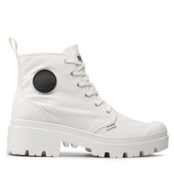 Trapery Palladium. Białe traperki Palladium, bez wzorów, bez obcasa, bez zapięcia. Za 529.99 zł.