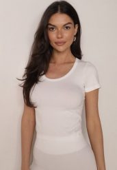 Biały Gładki T-shirt o Krótszym Kroju Errora. Białe t-shirty Born2be, m, bez wzorów, z jeansu, bez kołnierzyka, bez ramiączek. Za 49.99 zł.