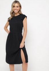Czarna Sukienka Caalia. Czarne sukienki Born2be, do pracy, s, bez wzorów, z bawełny, biznesowe, bez kołnierzyka, bez ramiączek, midi, proste. W wyprzedaży za 66.49 zł.