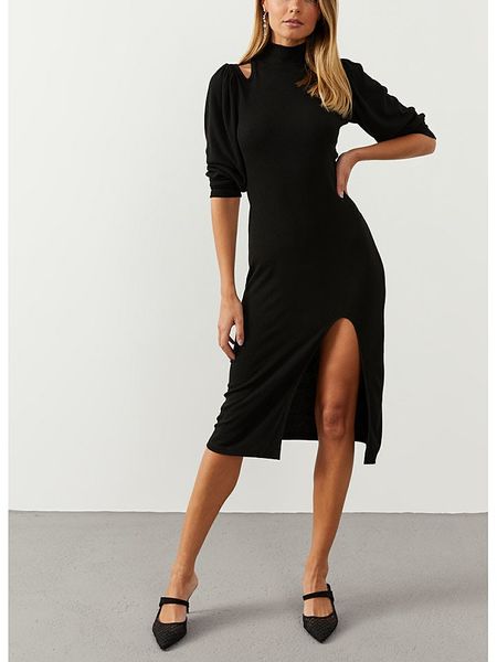 Milan Kiss Sukienka w kolorze czarnym rozmiar: M. Czarne sukienki Milan Kiss, m, bez wzorów, bez kołnierzyka, bez ramiączek, midi. Za 130.99 zł.