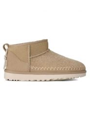 UGG Skórzane botki "Classic Ultra Mini Biarritz" w kolorze beżowym rozmiar: 39. Brązowe botki UGG, bez wzorów, ze skóry, bez obcasa, bez zapięcia. Za 694.54 zł.