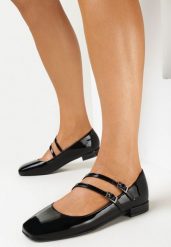 Czarne Eleganckie Balerinki Lakierowane z Paseczkami i Kwadratowym Noskiem Flemara. Czarne baleriny Born2be, bez wzorów, z lakierowanej skóry, eleganckie, bez obcasa, na płaskiej podeszwie, bez zapięcia. W wyprzedaży za 67.49 zł.