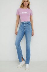 BOSS jeansy Jackie damskie high waist. Niebieskie jeansy Boss, bez wzorów, z jeansu, z podwyższonym stanem. Za 639.99 zł.